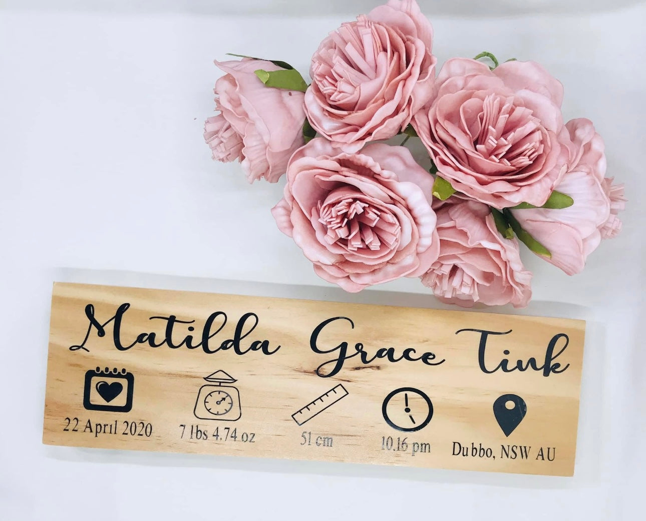 Engraved Personalised Wooden Birth Keepsake