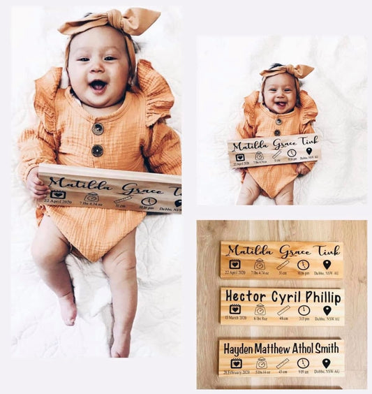 Engraved Personalised Wooden Birth Keepsake